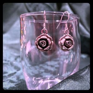 Metal flower with sterling silver hoop !!